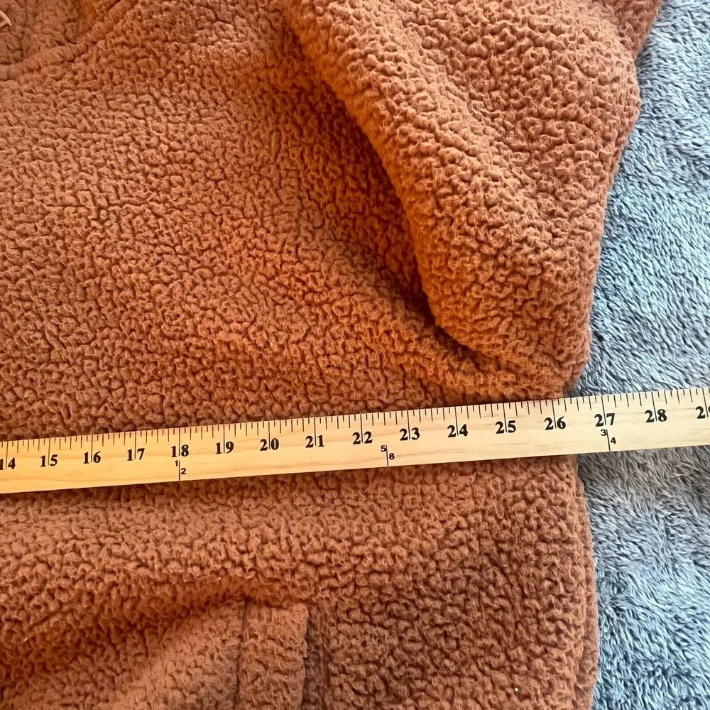 Aerie Jacket OVERSIZED Medium Brown Sherpa Teddy Full Zip Hooded Cozy 16721x